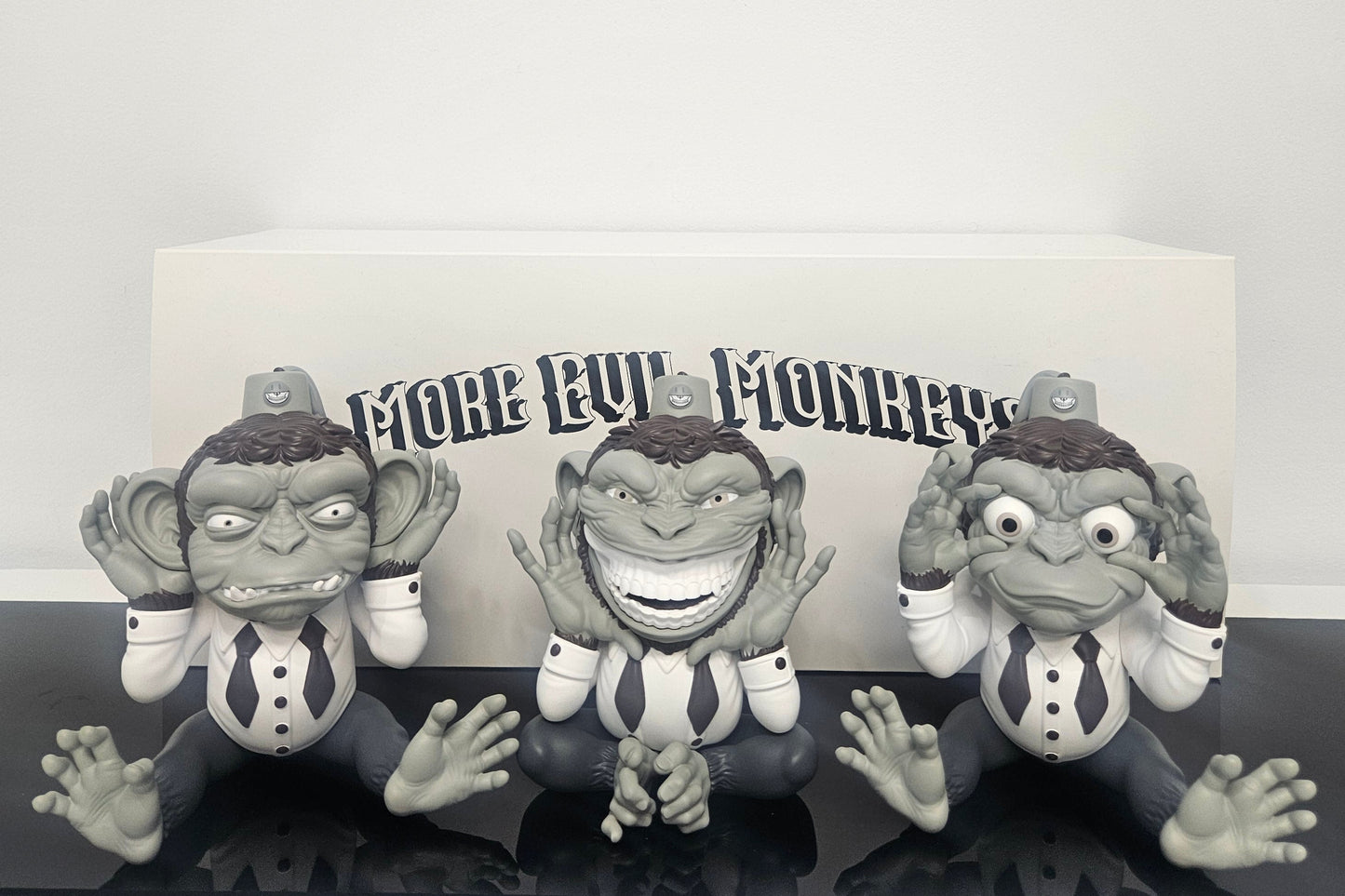 Ron English More Evil Monkeys Mono Edition 3-piece set front view
