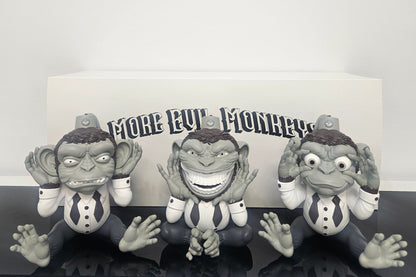 Ron English More Evil Monkeys Mono Edition 3-piece set front view