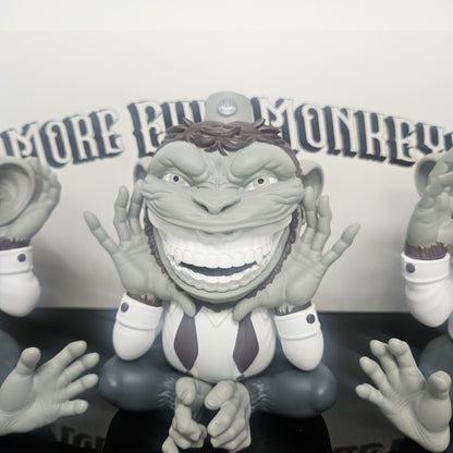 Close up of Ron English  "Speak No Evil" Monkey figure